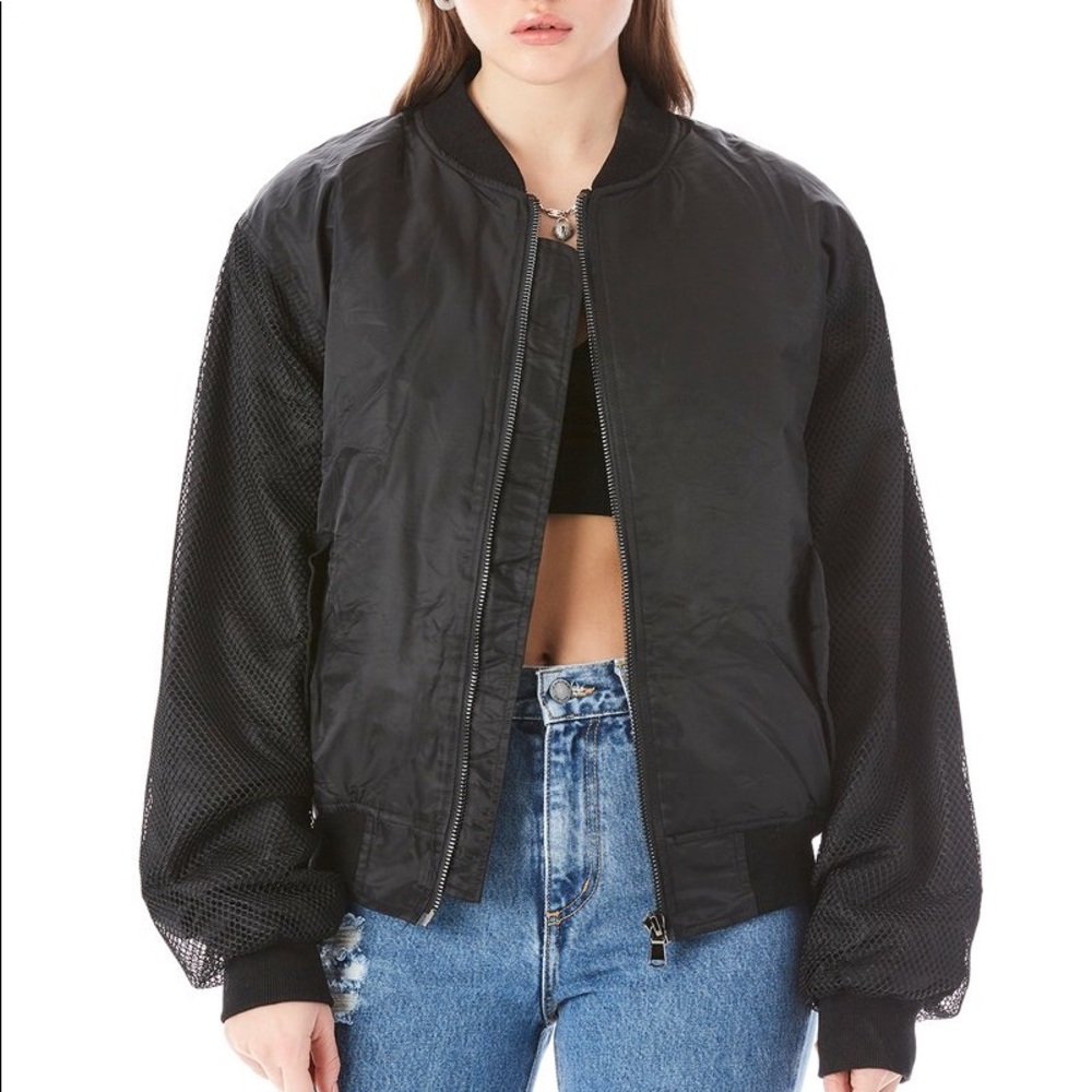 LF STORES: Mesh Sleeve Bomber Jacket
